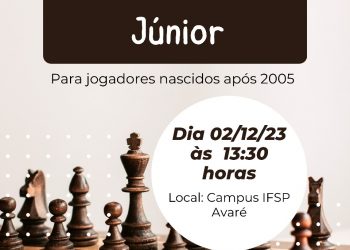 ESPORTE –  Xadrez Avareense realiza campeonato para adolescentes neste sábado,