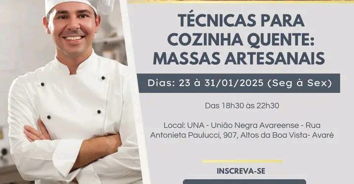CAPACITAÇÃO – Curso sobre massas artesanais está com pré-inscrição aberta