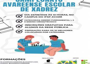 Campeonato Avareense Escolar de Xadrez 2025 está com inscrições abertas