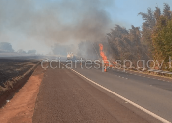 INCÊNDIO EM MATA CAUSA ACIDENTE E INTERDIÇÃO NA RODOVIA CASTELLO BRANCO EM AVARÉ