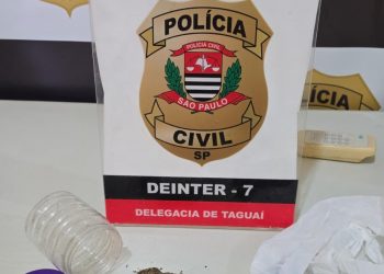 Homem é preso em flagrante por tráfico de drogas e agressão em Taguaí