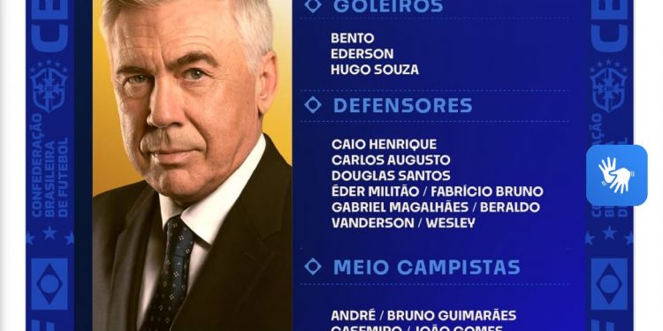 Carlo Ancelotti convoca seleção para amistosos contra Coreia e Japão