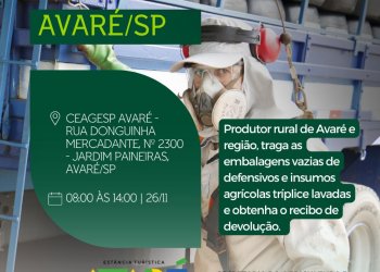 AGRICULTURA –  *Ação de logística reversa no dia 26 recolhe embalagens vazias de defensivos agrícolas*