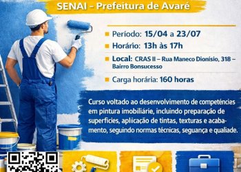 Prefeitura de Avaré abre inscrições para curso gratuito de Pintor Imobiliário em parceria com o SENAI*