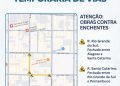 OBRAS *Rio Grande do Sul é temporariamente fechada para obras contra enchentes*  _SABESP está no local fazendo mudança de tubulação, etapa necessária para que o empreendimento tenha continuidade