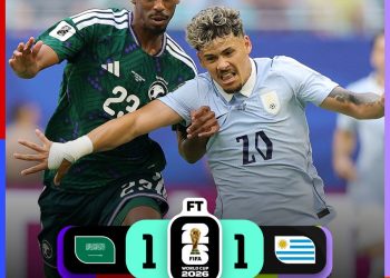 Uruguai arranca 1 a 1 com Arábia Saudita em estreia do Grupo H da Copa