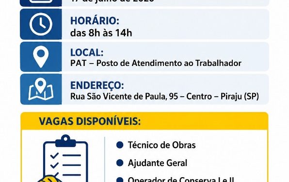 *Via Raposo promove Feirão de Empregos em Piraju com vagas para quatro funções operacionais*